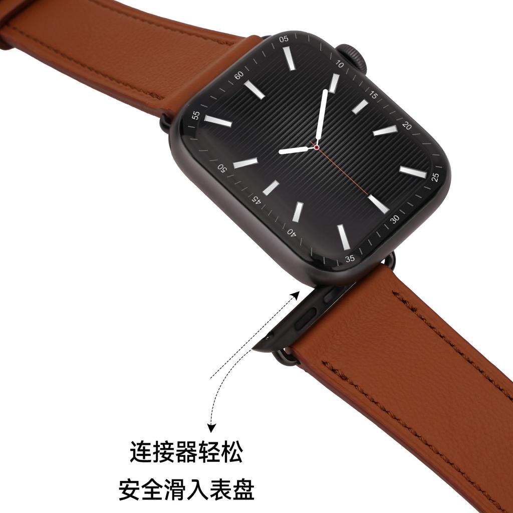 Passar Apple Watch Watch Med Enkel Första Kalvskinn Ultra Läderrem 49Mm Läderrem