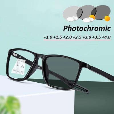 Vintage  Photochromic Reading Glasses Anti Blue Light Multifocal Presbyopia Eyeglasses Color Changing Far Near Sight Eyewear