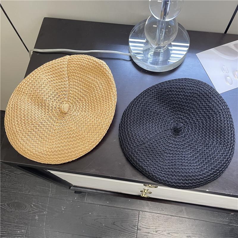 New black temperament elegant beret female face small versatile spring and summer breathable thin decorative painter hat