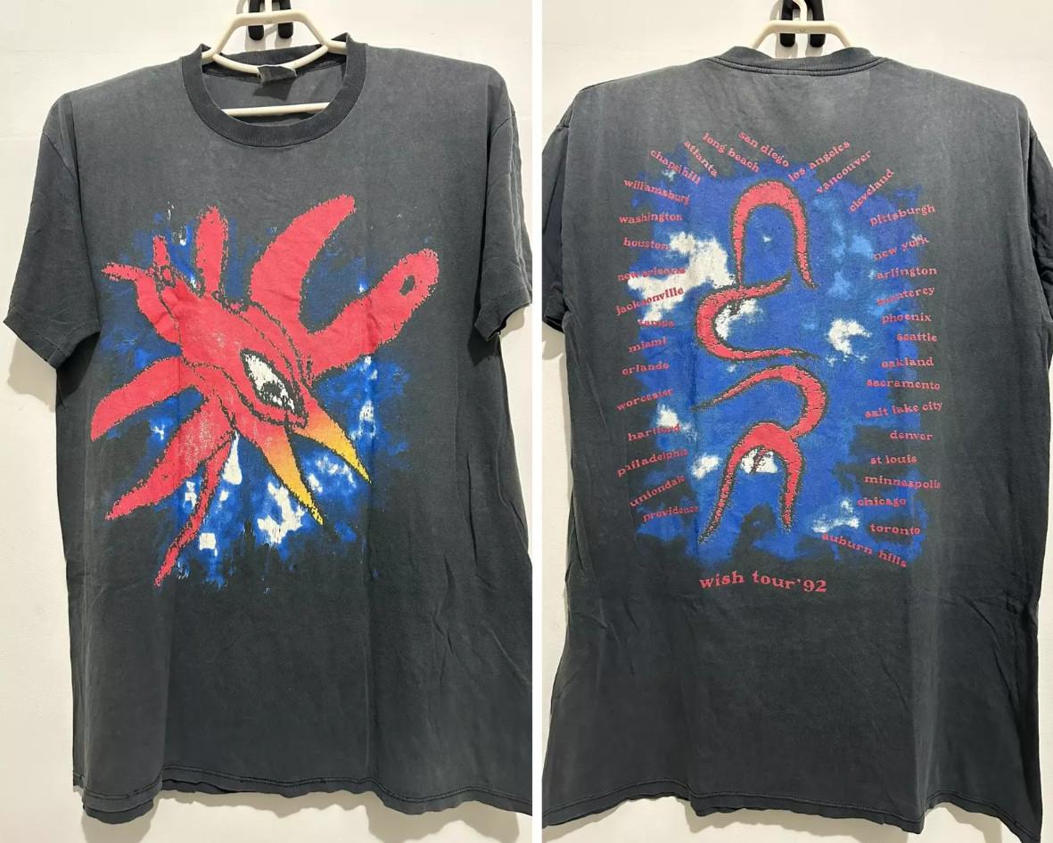 

Vintage 1990 s The Cure Wish Tour 92 REPRINT T-Shirt Mens Womens Tees Top, size S-4XL M
