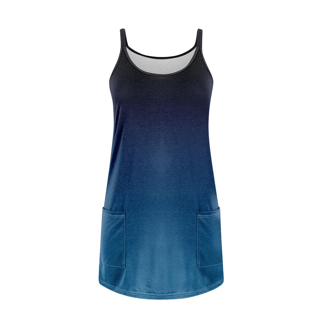 Women's Summer Casual Straps Sundress With Pockets Short Beach Vacation Tank Dresses