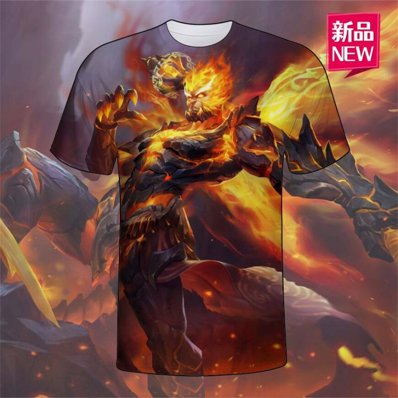 New short sleeved T-shirt with King of Glory print, youthful and fashionable round neck