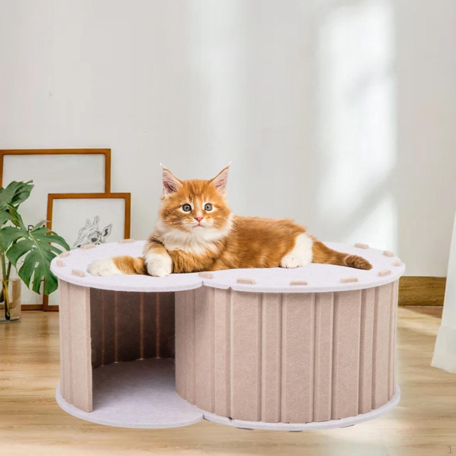 

Котячий ігровий тунель ліжко печера з 2 отворами стійкий до подряпин знімний чохол зоотовари ігровий майданчик бежевий