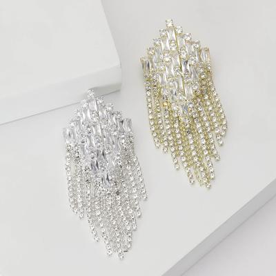 Fashion Alloy Full Diamond Rhombus Grab Chain Tassel Brooch Exquisite Versatile Women'S Clothing Corsage Jewelry Pin