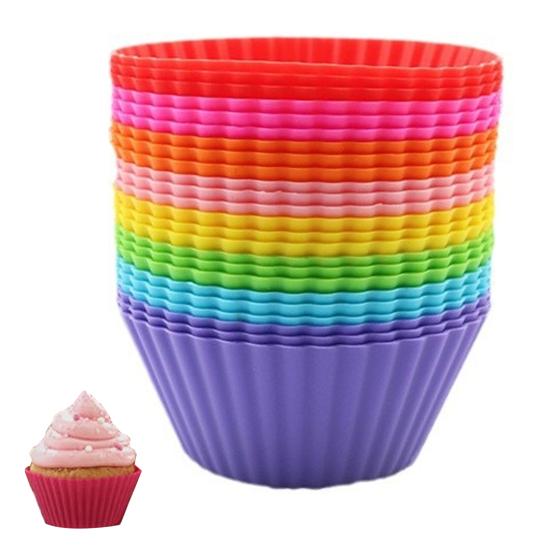 10 Pezzi Stampi per Muffin in Silicone Antiaderenti Stampo per Torta Qualità Alimentare Riutilizzabili Pirottini per Cupcake per Cuocere Pancake Caramelle Muffin