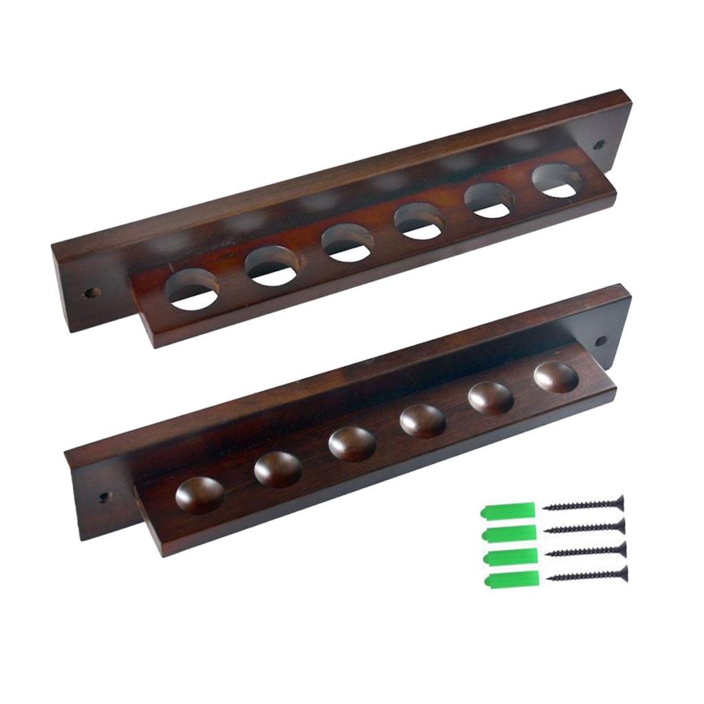 6 Pool Cue Wall Rack Wood Portable For Community Center Game Room Clubhouse