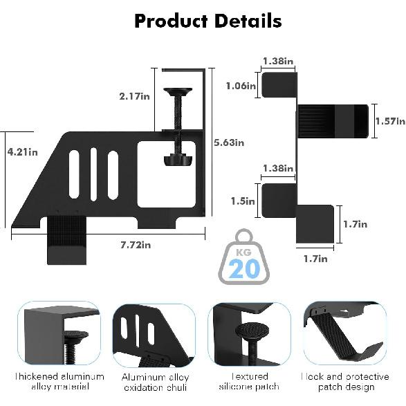 Semaiki Metal Stand Horizontal, Under Desk Storage kit Compatible with PS5/PS5 Slim Consol- Disc & Digital Editions, with Controller, Earphone Dock,