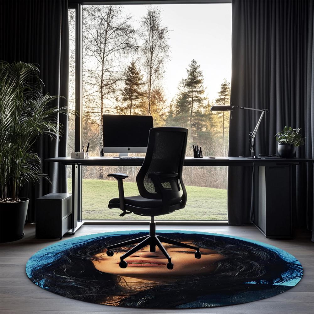 Loreen Printed Round Rug Carpet Chair Rug Area Rug Entryway Doormats,for Office Chair Living Room Bedroom Kitchen Room.