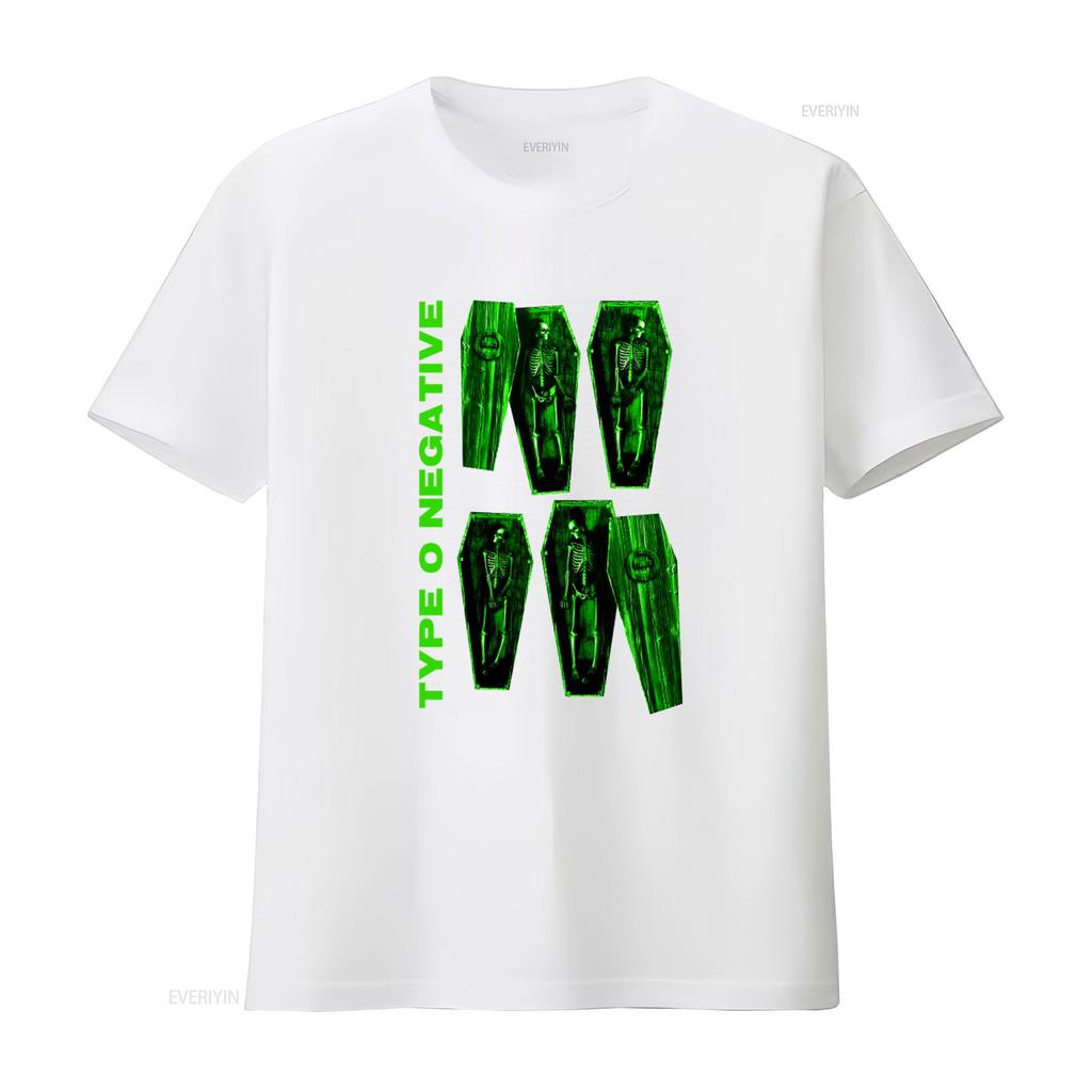 Type O Negative Coffin Skeleton T Shirt for Gothic Rock Band Vintage Washed Versatile Soft Designer Clothes Stretched Graphic