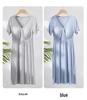 V-Neck Nursing Dress with Insertable Cups for Breastfeeding - Fashionable Postpartum Pajamas