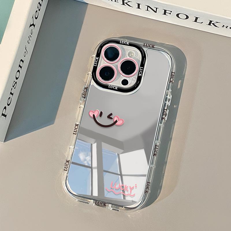Applicable To iPhone11 Mirror Mobile Phone Case Apple 11promax English P11 Creative 11 Oil Painting Simple Smiley Face