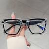 Oversized Square Glasses New Fashion Patchwork Rim Blue Light Blocking Optical Frames Ins Trendy Stylish Decor Eyeglasses