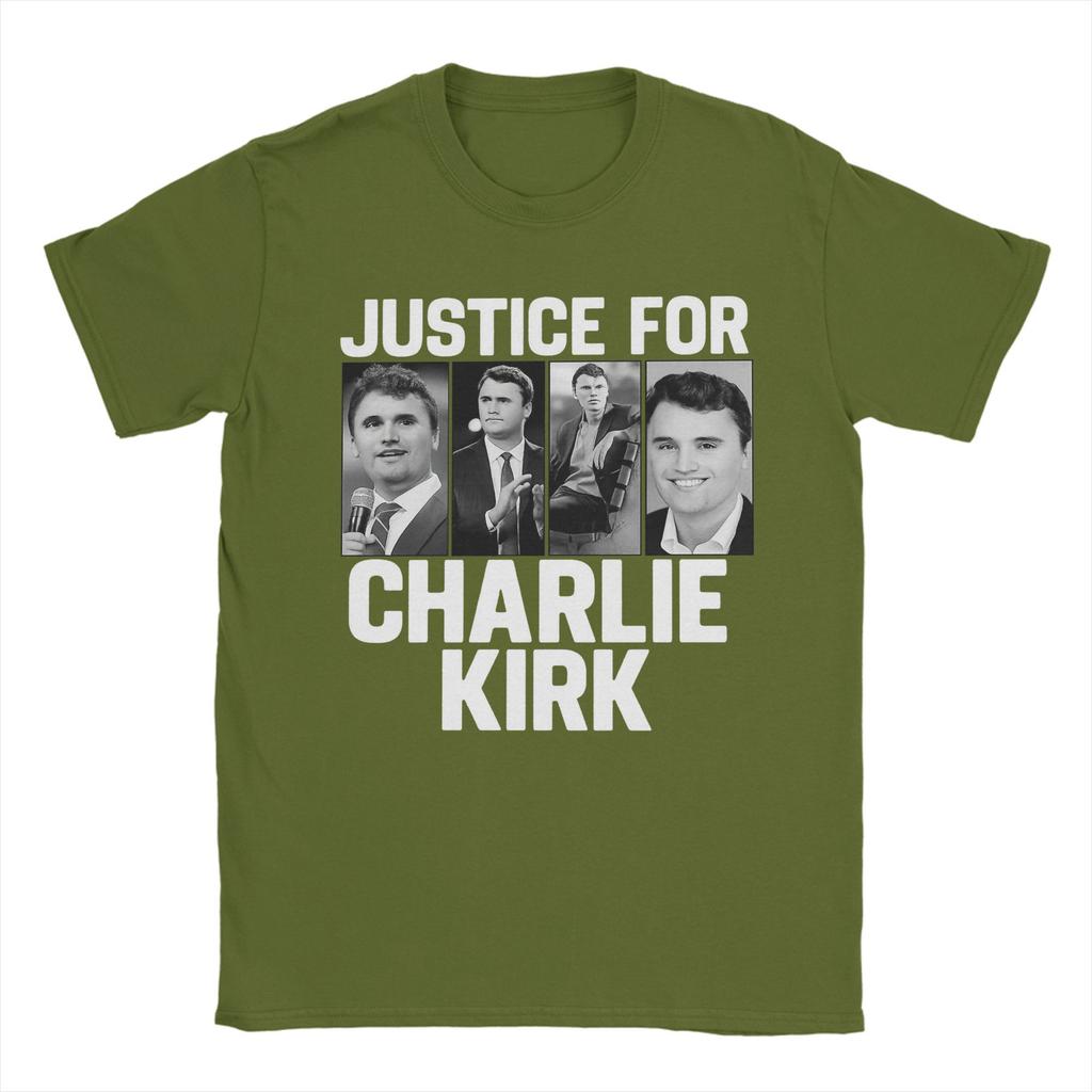 Justice For Charlie Kirk T Shirt for Men Cotton Fun T-Shirts Crewneck Tees Short Sleeve Clothes 4XL 5XL 6XL