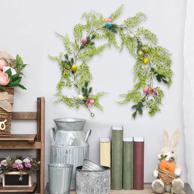 Easter Eggs Garland Hanging Decoration Colorful Egg Wreath Artificial for