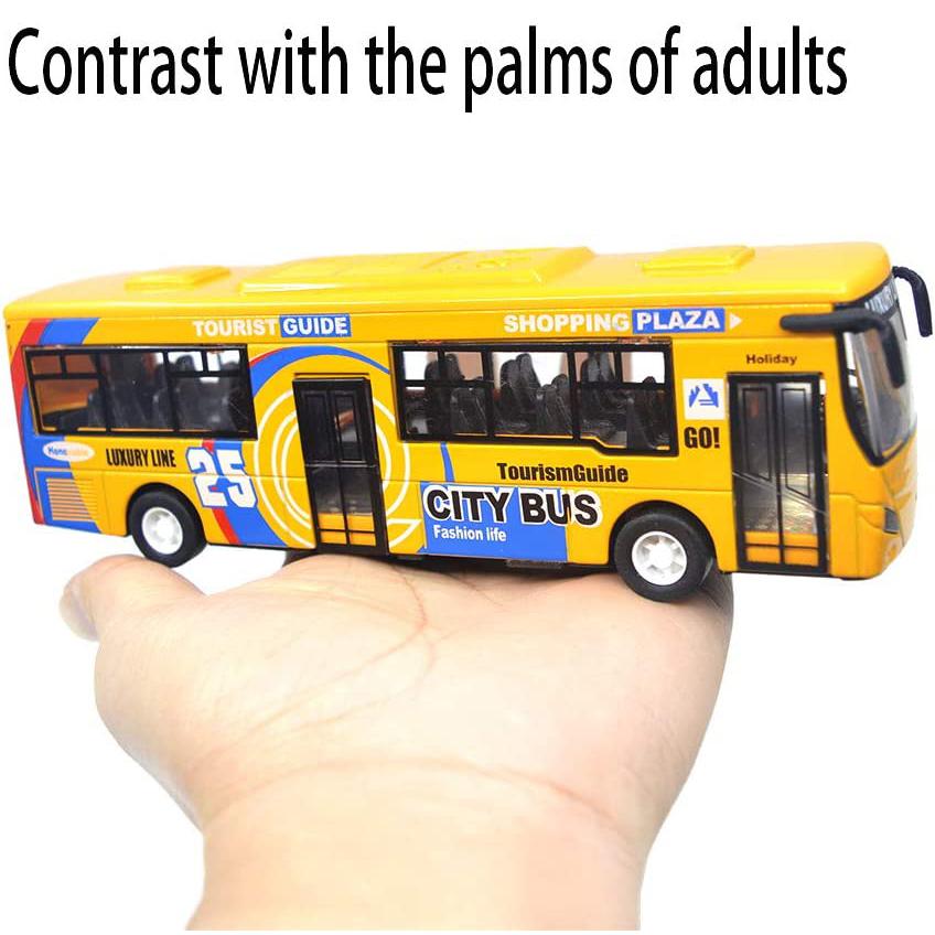 1/32 Scale City Double Decker Bus Toy Die Cast Pull Back Vehicles Mini Bus Model Car Toys Lights and Music