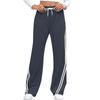 Women's Fashionable Solid Color Pocket Straight Leg Elastic Waist Casual Pants