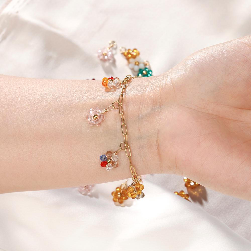 20pcs Stainless Steel Multicolor Flower Crystal Beads ABS Pearl For Jewelry Making DIY Handmade Necklace Bracelet Accessories