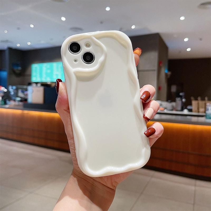 Transparent Solid Color Silicone Mobile Phone Case For Iphone16Promax Fine Hole Cream Wind Apple 17 Anti-Drop 14 Soft