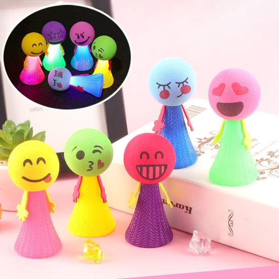 10ks Spring Jumping Man Toy Press Kids Bouncing Cartoon Expression Ball Launcher Hra Batolata Chlapci Dívky Mateřská škola Párty laskavosti Plničky dárkových tašek