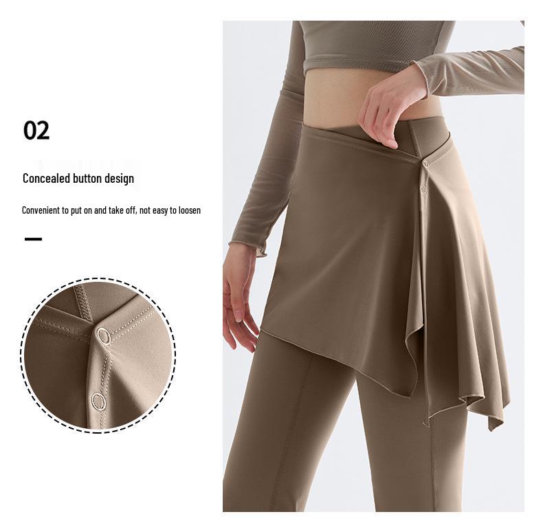 Yoga Micro Flare Pants with Detachable Skort for Sports and Dance