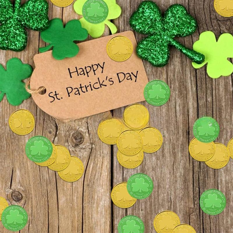 St. Patrick's Party Decoration Accessories, Plastic Coins, Game Accessories Props, Festive Desktop Decorations,Gifts for Friends
