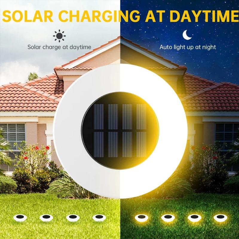 1/4Pcs LED Solar Ground Lights Waterproof Landscape PathWay Floor Under Spot Lamp Decoration Lighting Solar Garden Lights Outdoo