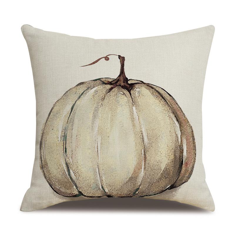 Thanksgiving Linen Pillowcase Autumn Pumpkin Print Pillow Cushion Cover