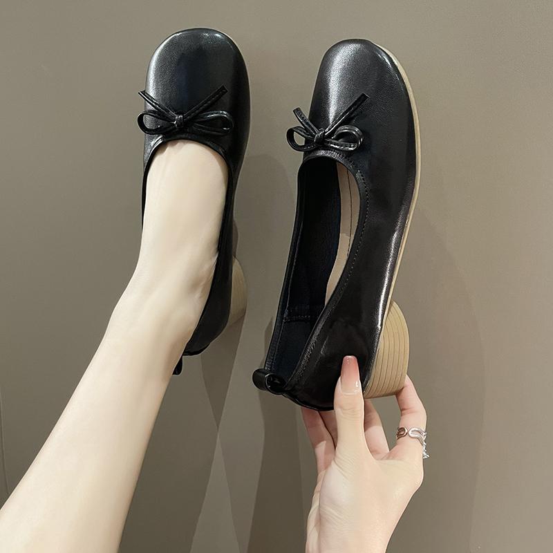 Women's Pumps 2024 Autumn Ballet Shoes Women Slip-on Boat Shoes Round Toe Bow-knot Moccasin Zapatos Soft Comfortable Shallow