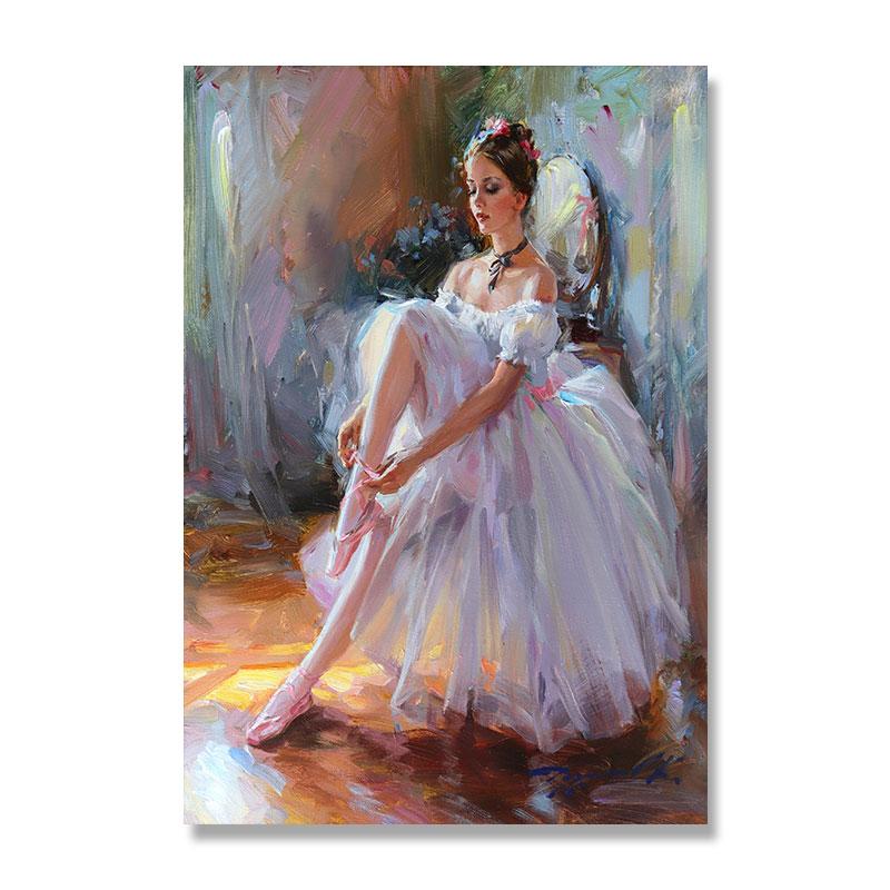 

Vintage Ballerina Oil Painting Printed on Canvas Ballet Dancer Posters and Prints Figure Wall Art Pictures for Living Room Decor 21X30CMNo Framed