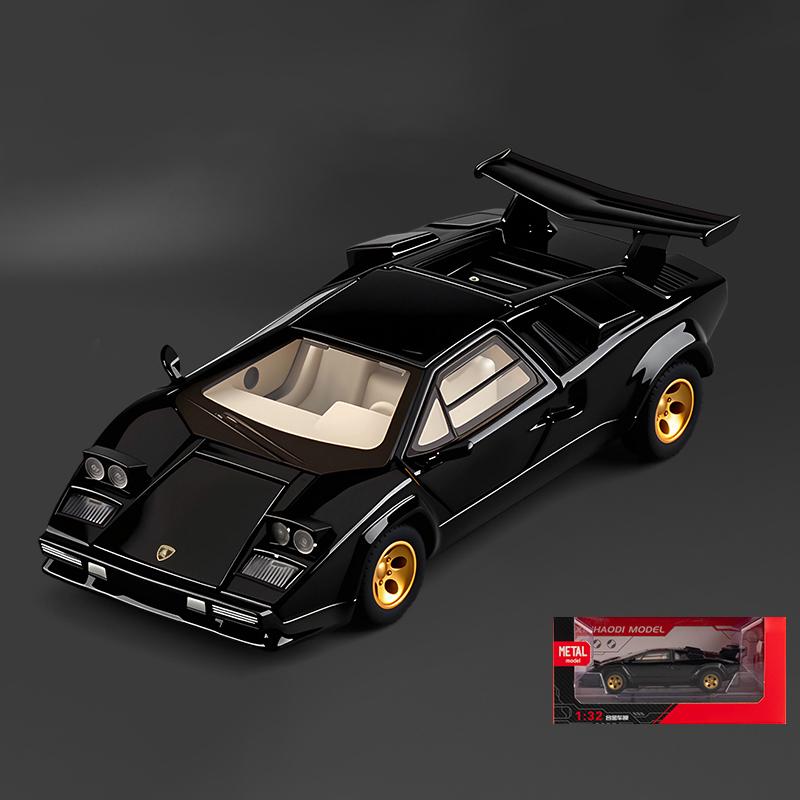 1/32 Lamborghini Countach LP500S Simulation Alloy Car Model Diecast Toys Children Toy Car Sound & Light Pull Back Birthday Gift