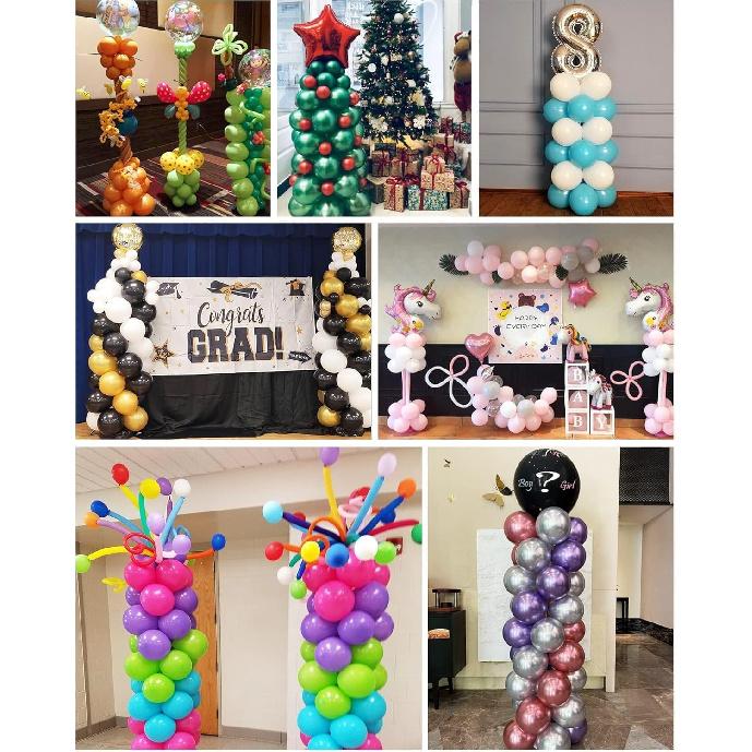 YALLOVE Balloon Column Stand Kit Sets of 2, 7 Feet Height Adjustable Balloon Tower Pillar with Reusable Metal Telescopic Design for Birthday,