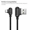 2M Double Bend 90° Right Angle Micro USB Type-c For Apple Interface LED Fast Charging Data Cable