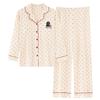 Women's Pure Cotton Pajama Set with Chest Pad, Long Sleeve Cardigan, and Lapel - Spring/Autumn 2025 Style.