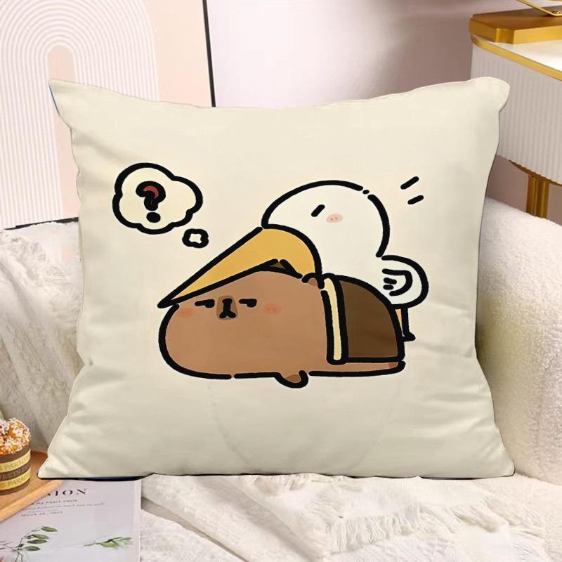 Cute Capybara Print Decorative Pillowcase Bedroom Living Room Square Cushion Pillowcase