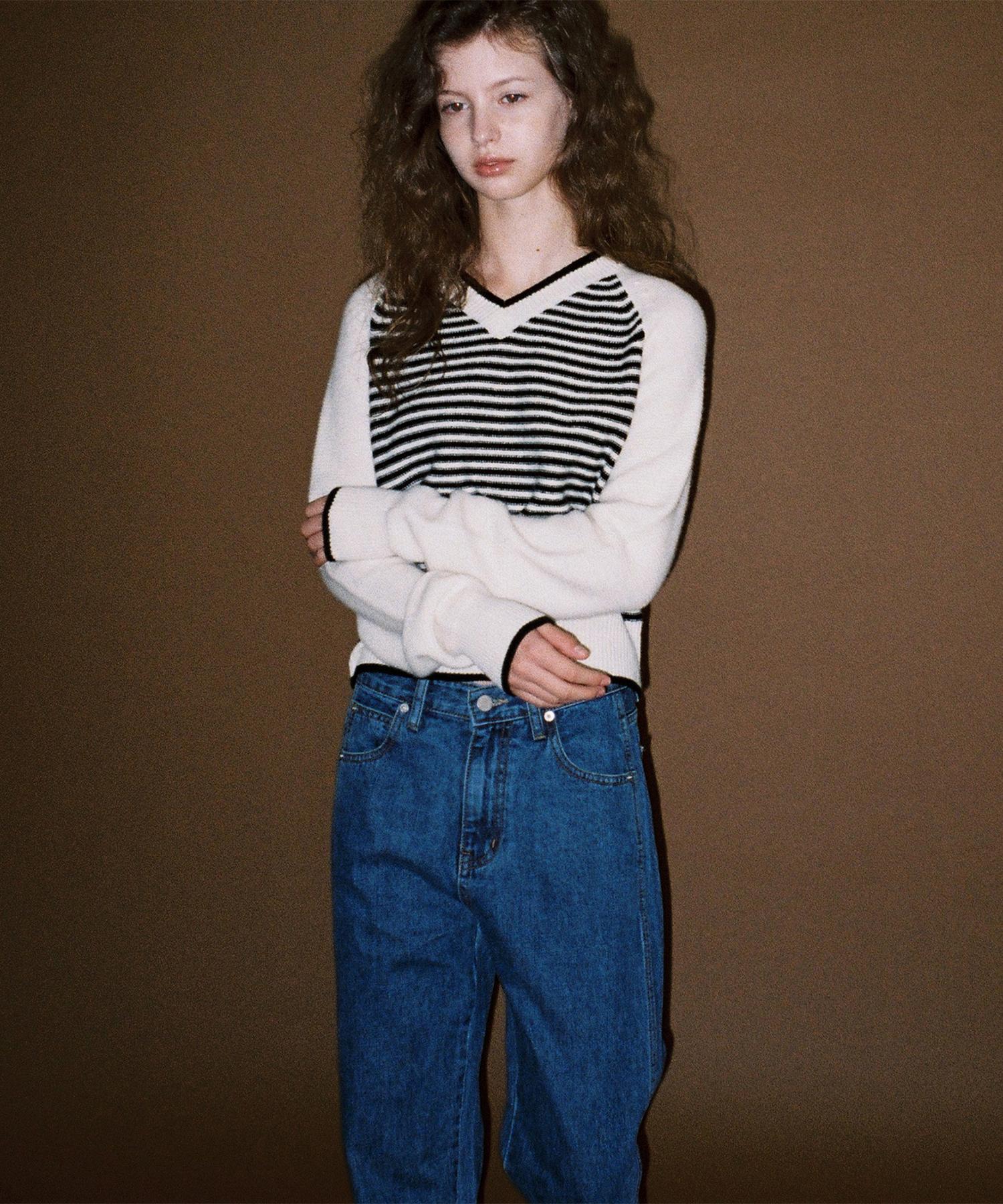 Annies Letter Stripe Knit (Ivory) Ivory