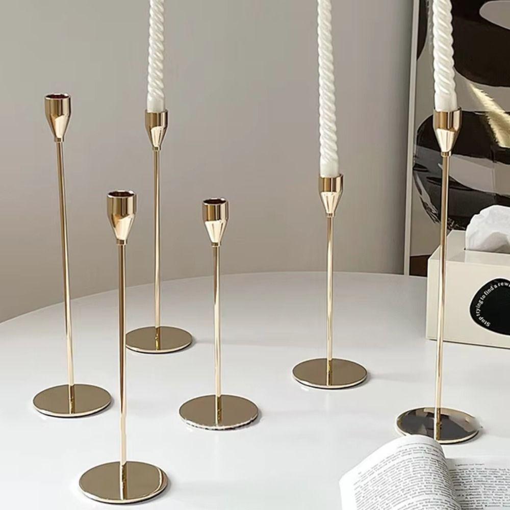 3Pcs Rust-proof Luxury Candlestick High Footed Wedding Candle Stand  Living Room