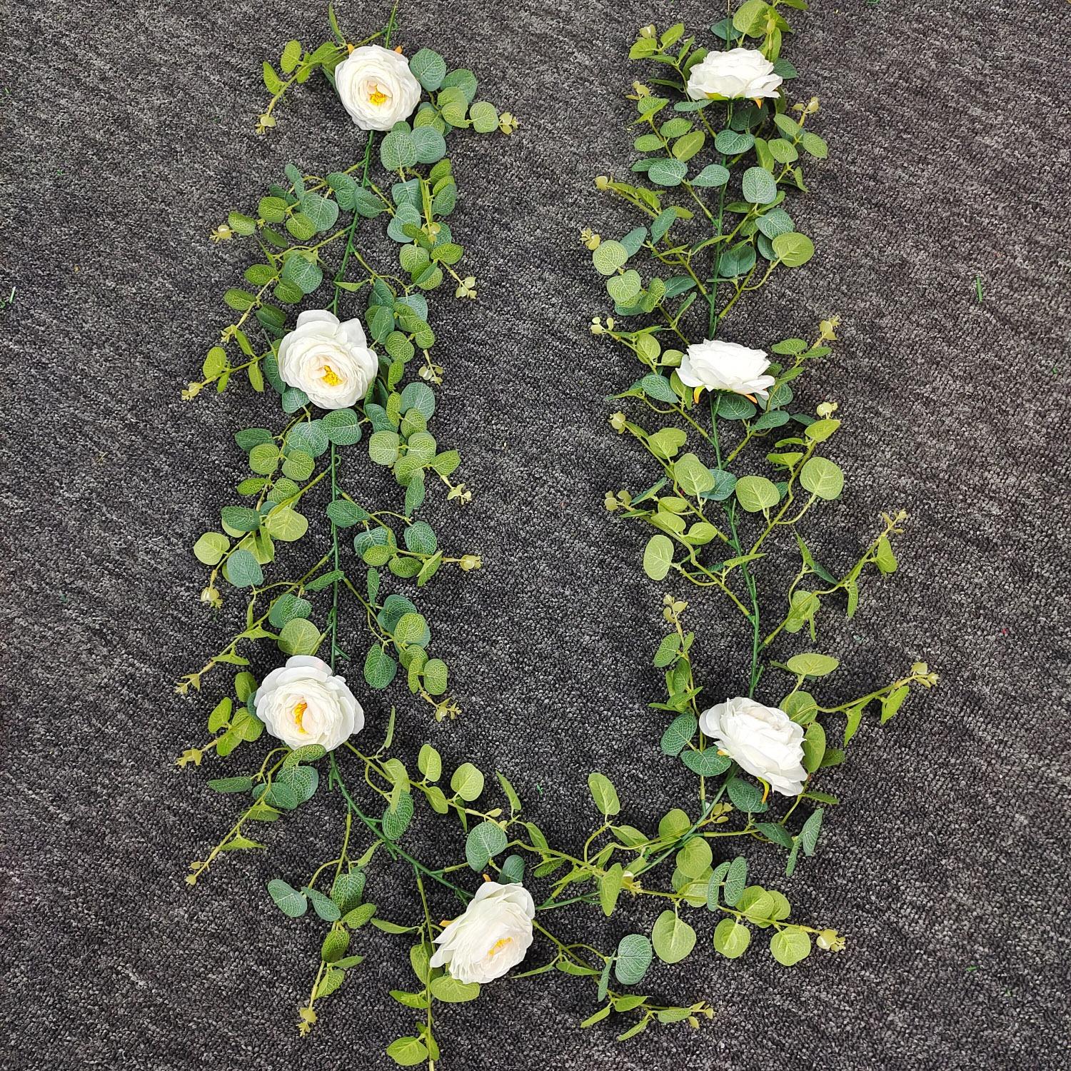 

Шелковые искусственные цветы, виноградная лоза, подвесные цветы для стены, рождественские искусственные растения из ротанга, гирлянда из листьев белый