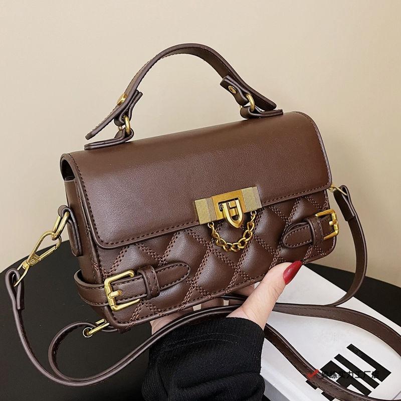 Premium texture small bag women's new fashion retro versatile diamond shoulder bag portable messenger small square bag