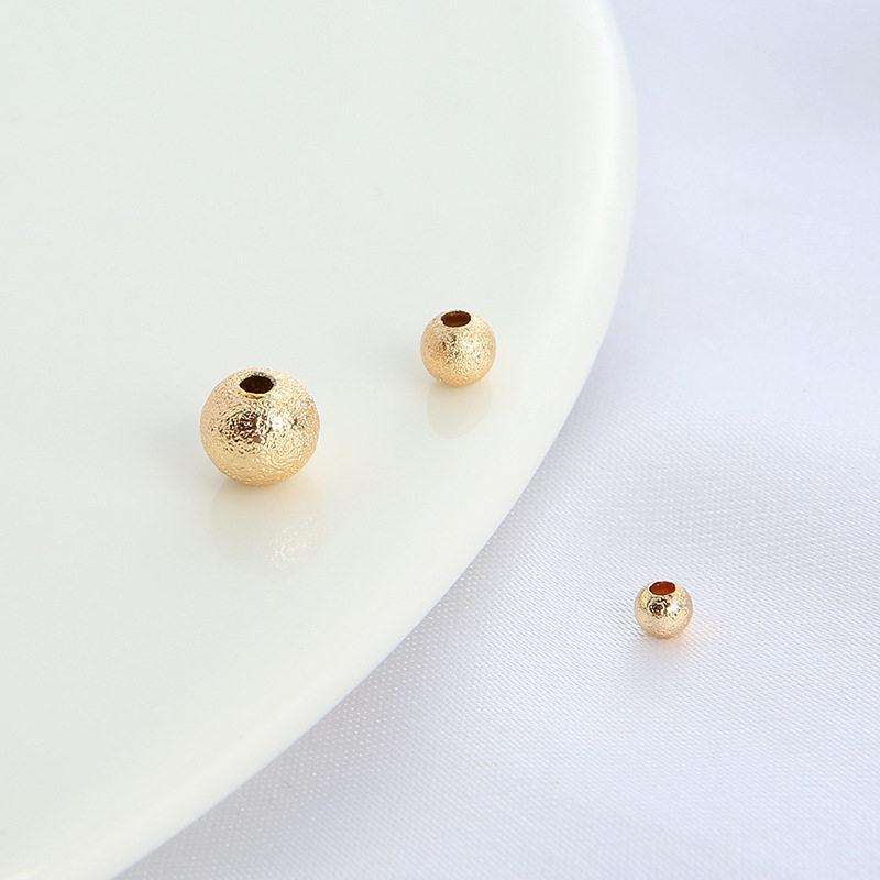 14K Gold-Plated Frosted Glitter Round Beads for DIY Jewelry Making