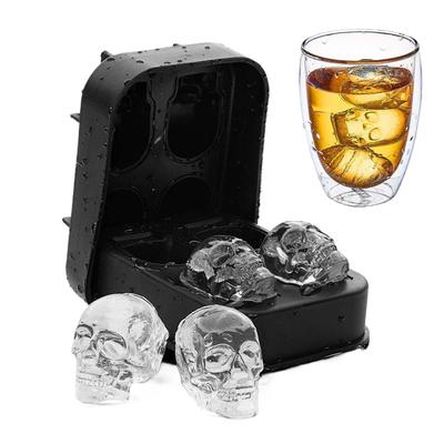 Skull Molds For Chocolate 4-Cavity Halloween Skull Ice Maker Tray With Cover Easy Release Chilling Cube Making Tool For Drinking