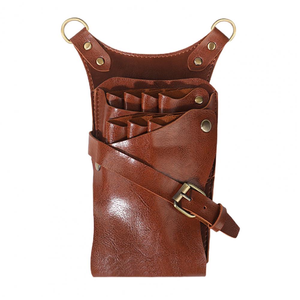 Hair Scissor Bag 7 Slots Faux Leather Hair Scissor Bag Clips Bag Hairdressing Barber Scissor Holster Pouch Holder Case With Belt