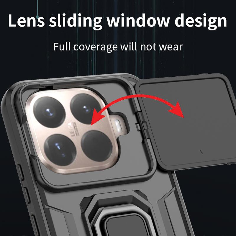 Military Armor Shockproof Slide Lens Protect Cover Fundas For Xiaomi 15T 14T 14 Ultra 13T Pro Case Magnet Car Holder Ring Coque