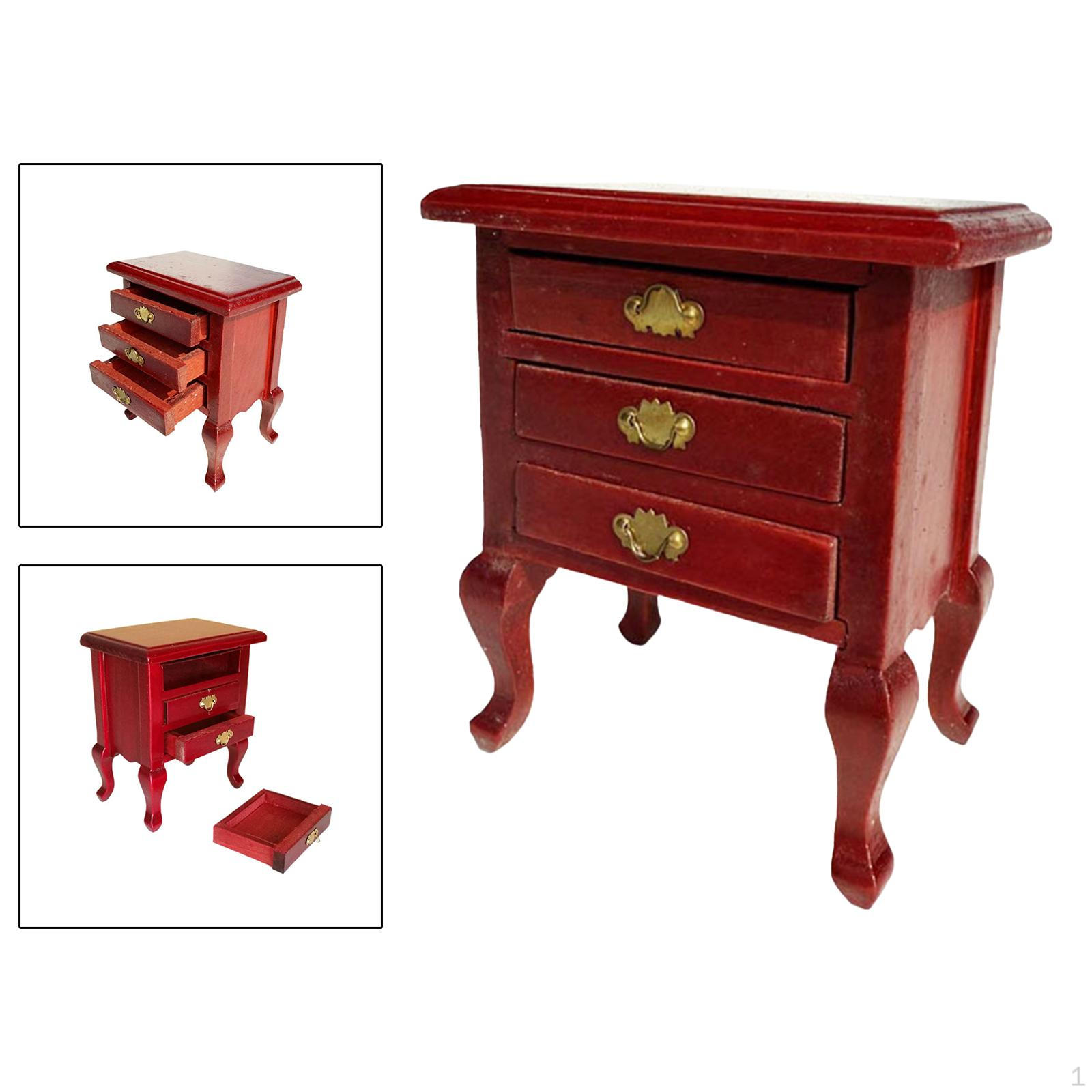 

1:12 Scale Dollhouse NightStand, Wooden Night Stand Miniature Bedside Cabinet for Micro