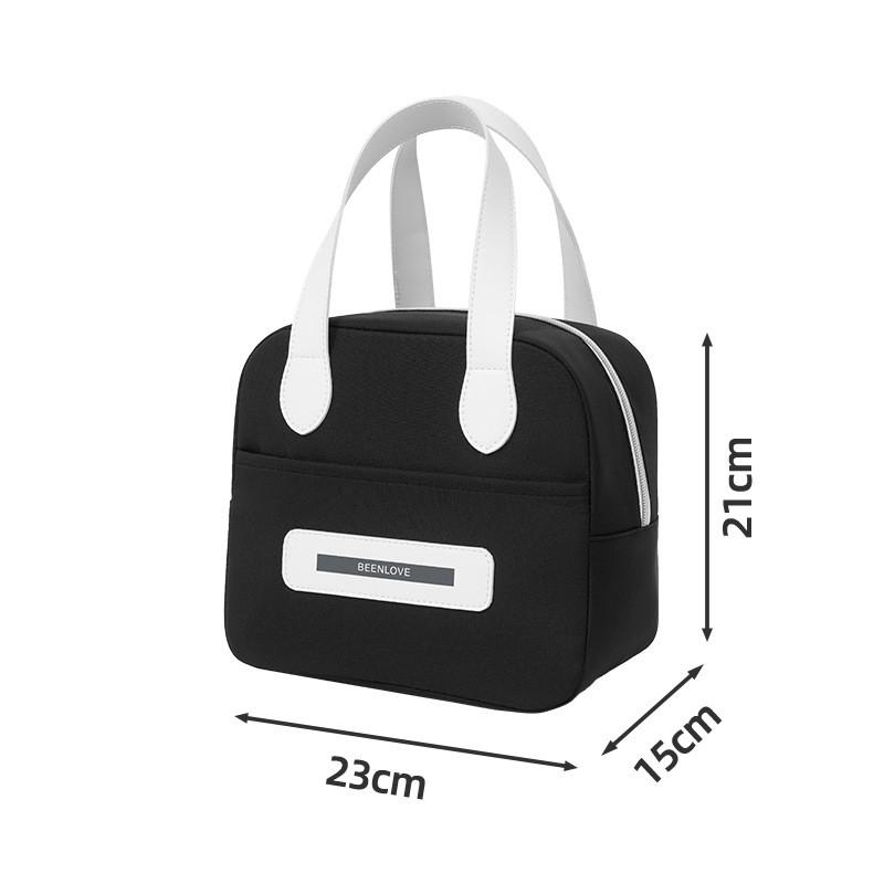 Letter Print Beenlove Solid Color Lunch Insulated Bag Portable Hand Held Bags