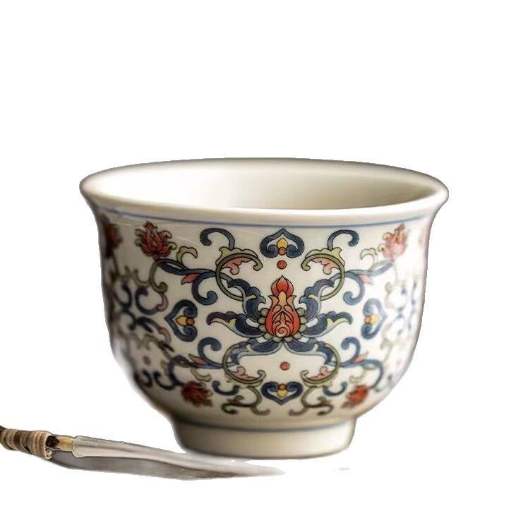 Jingde Blue And White Tangled Lotus Small Teacup Ceramic Home Master Cup Tea Cup High-End Gift Box Kung Fu Tea Set Gift