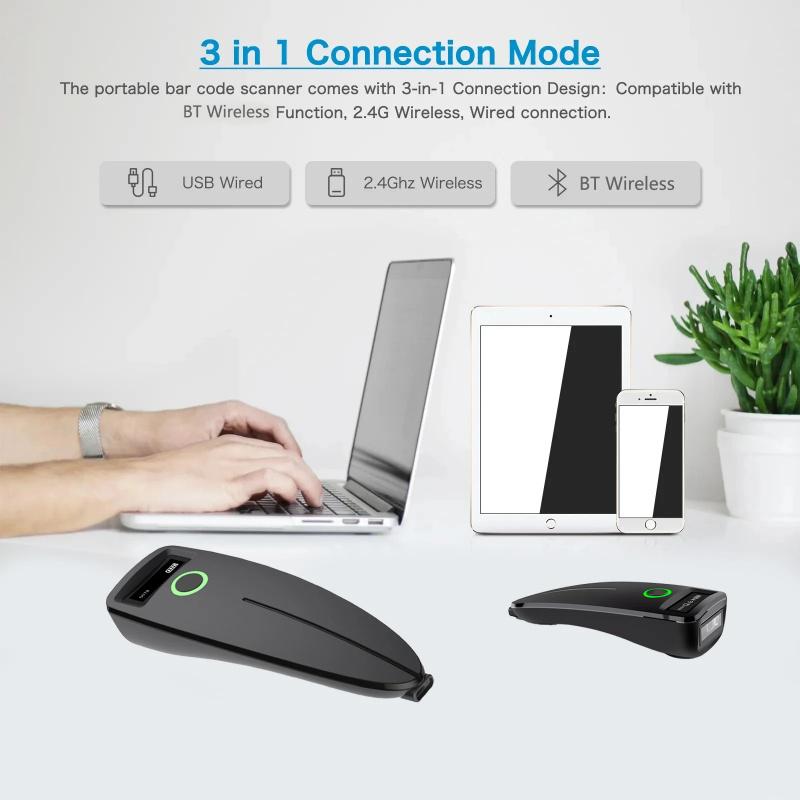 Scanner Codici a Barre 2D W7 Mini Wireless Bluetooth Portatile Manuale Lettore Codici 1D 2D QR Code Data Matrix PDF417 Con Funzione di Archiviazione
