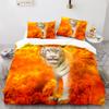 Purple Fire Tiger Duvet Cover Set 3D Print Wild Animals Queen King Size Bedding Set For Kid Boy Teen Comforter Cover With Zipper