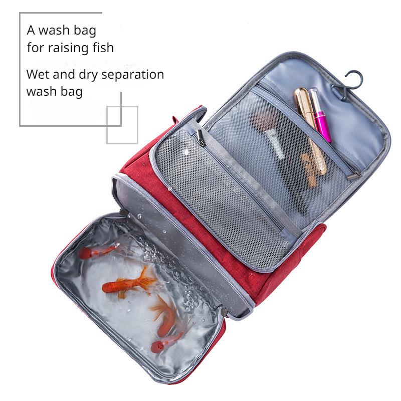 600D Oxford wasserdichte Kosmetiktasche für Frauen, tragbare Haken-Trocken-Nass-Trennung, Wasch-Aufbewahrungstasche, doppellagig, Outdoor-Männer, Reise-Organizer, Make-up-Tasche