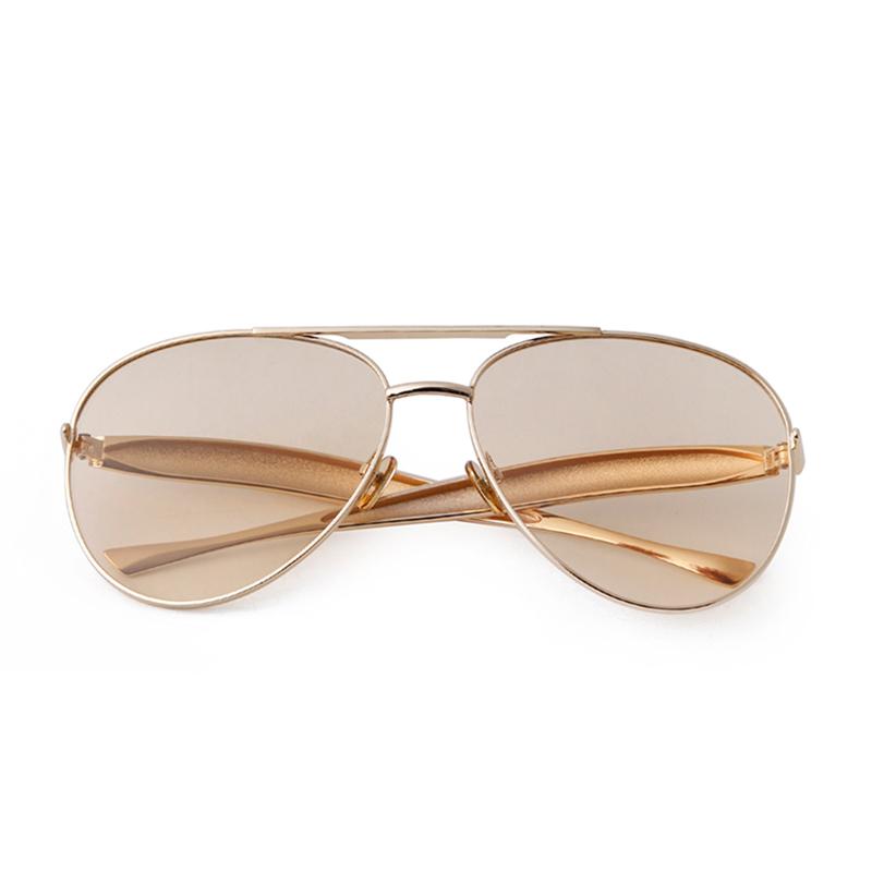 Fashion Oversized Pilot Sunglasses for Women Men 70s Trendy Metal Streamline Arms Aviation Sun Glasses Champagne Shades S98137C