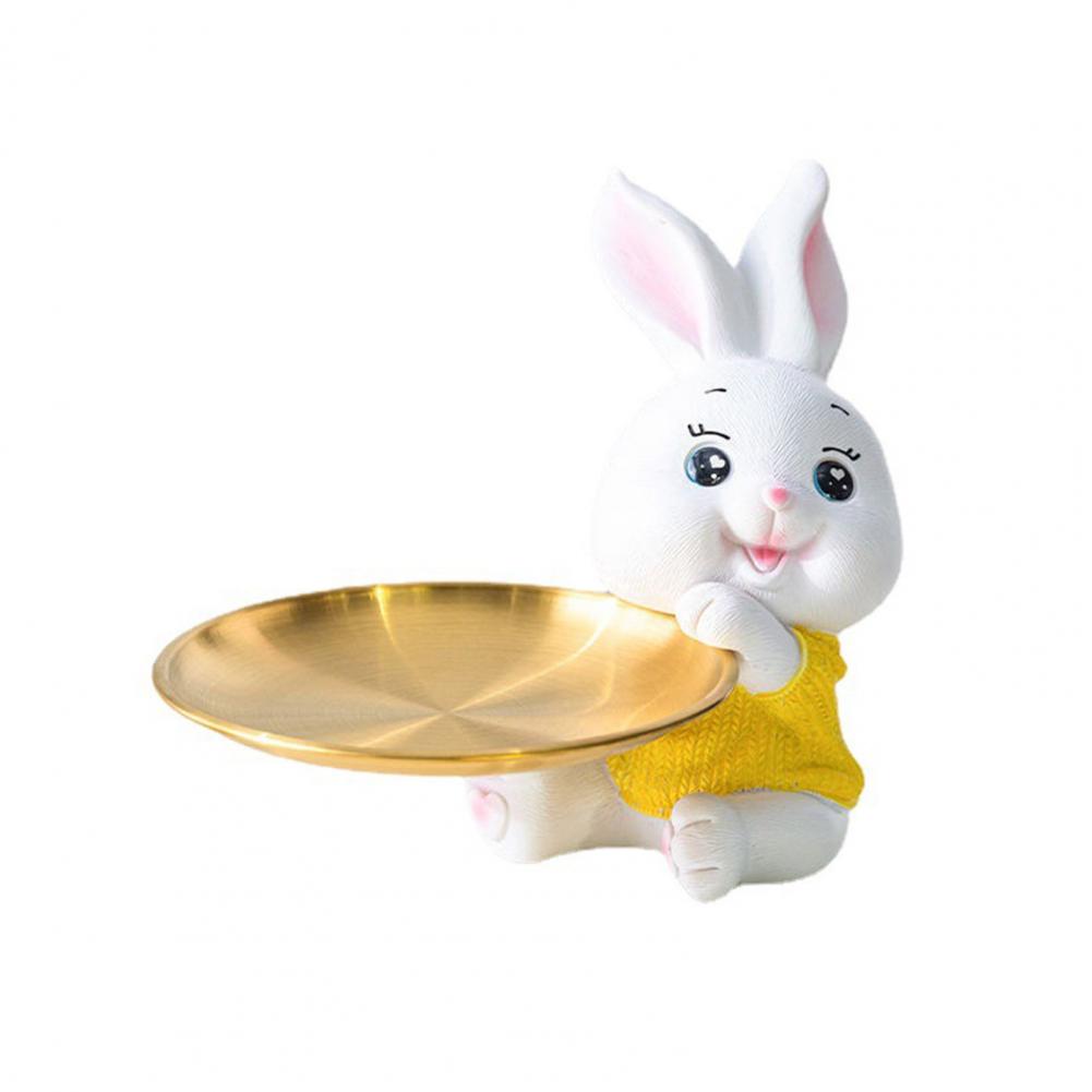 Söt Kanin Förvaringsbricka Kreativa Figurer Ornament Vardagsrum Veranda Skrivbord Hem Hartsdekoration Nycklar Godisförvaring Heminredning